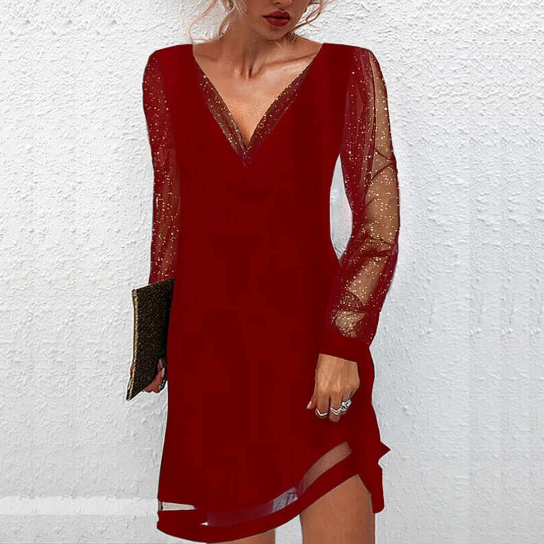 Cosima™ | Glamorous Sheer Sleeve Party Dress