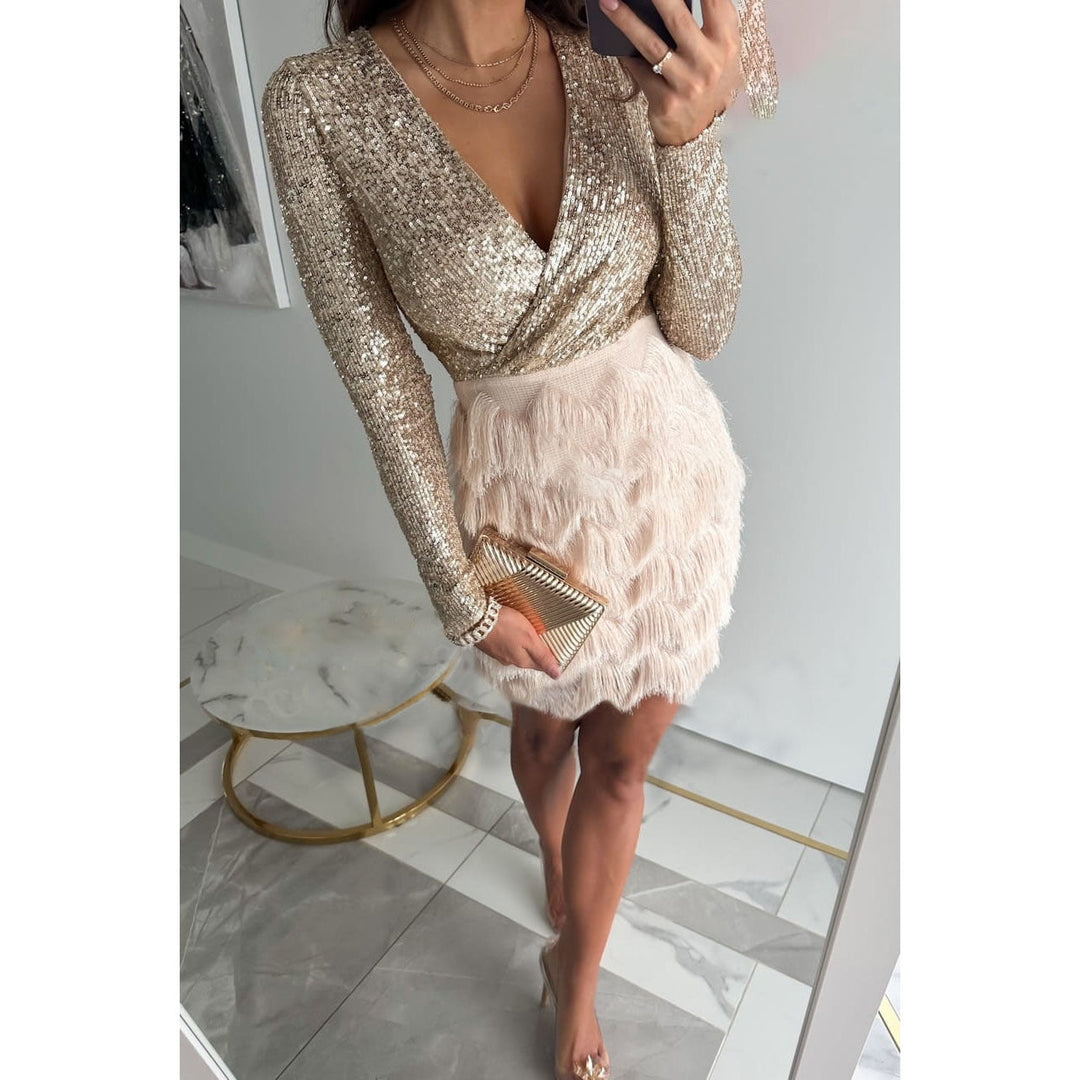 Francesca™ | Luxe Feather & Sequin Mini Dress