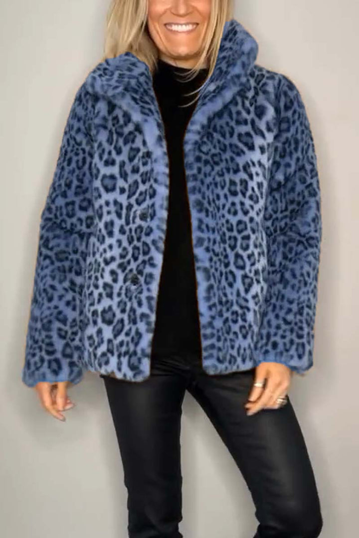 Sage/ Leopard Faux Fur Coat