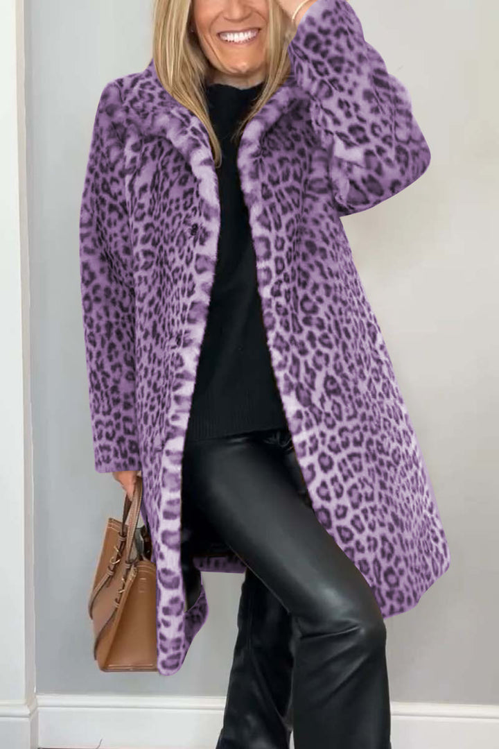 Sage/ Leopard Faux Fur Coat