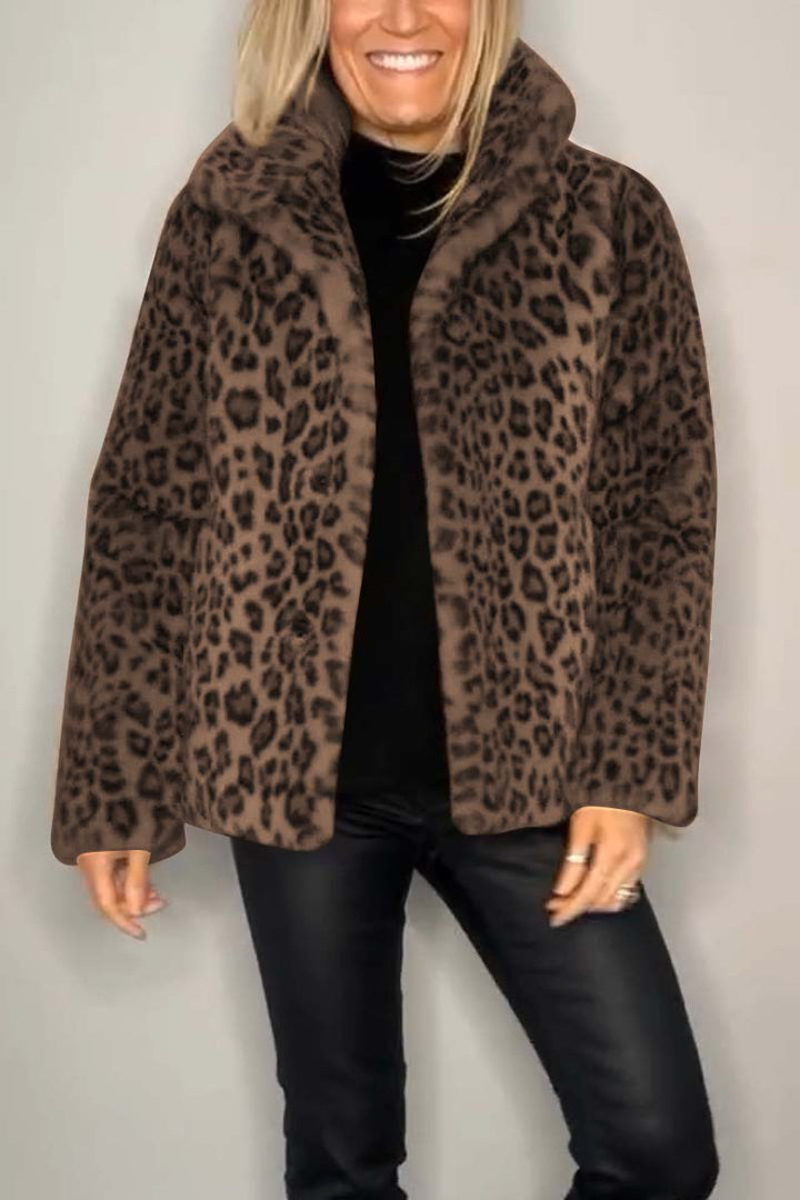 Sage/ Leopard Faux Fur Coat