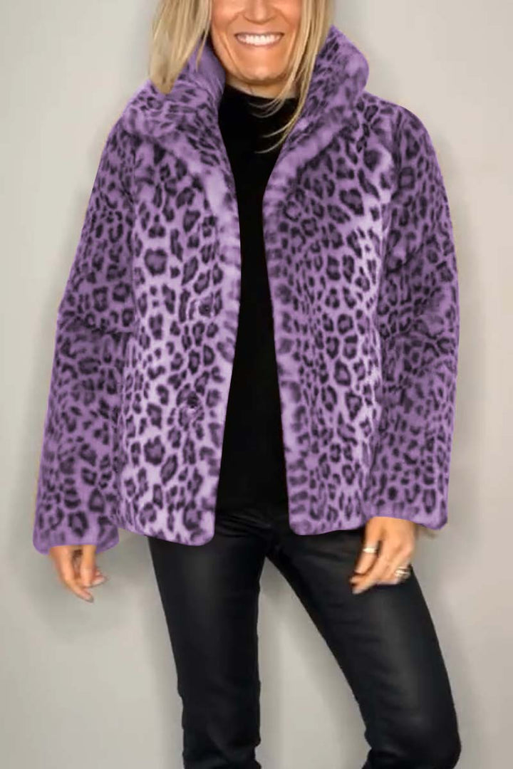 Sage/ Leopard Faux Fur Coat