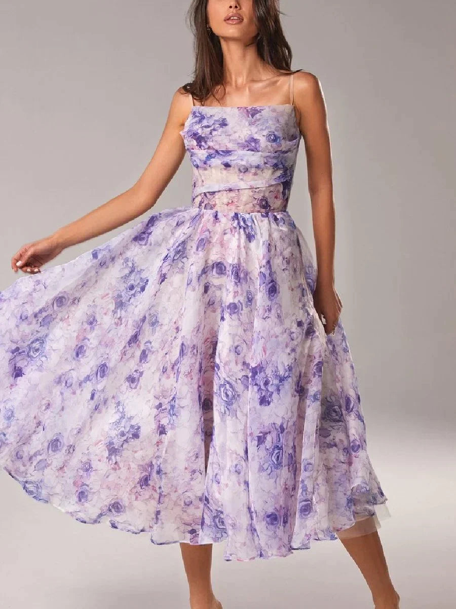 Emilia-Elegant Printed Strapless Dress