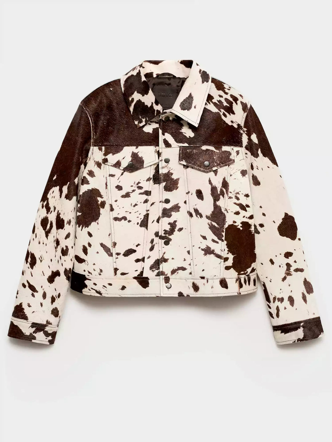 EMMA/ Cow Print Faux Fur Shirt Jacket