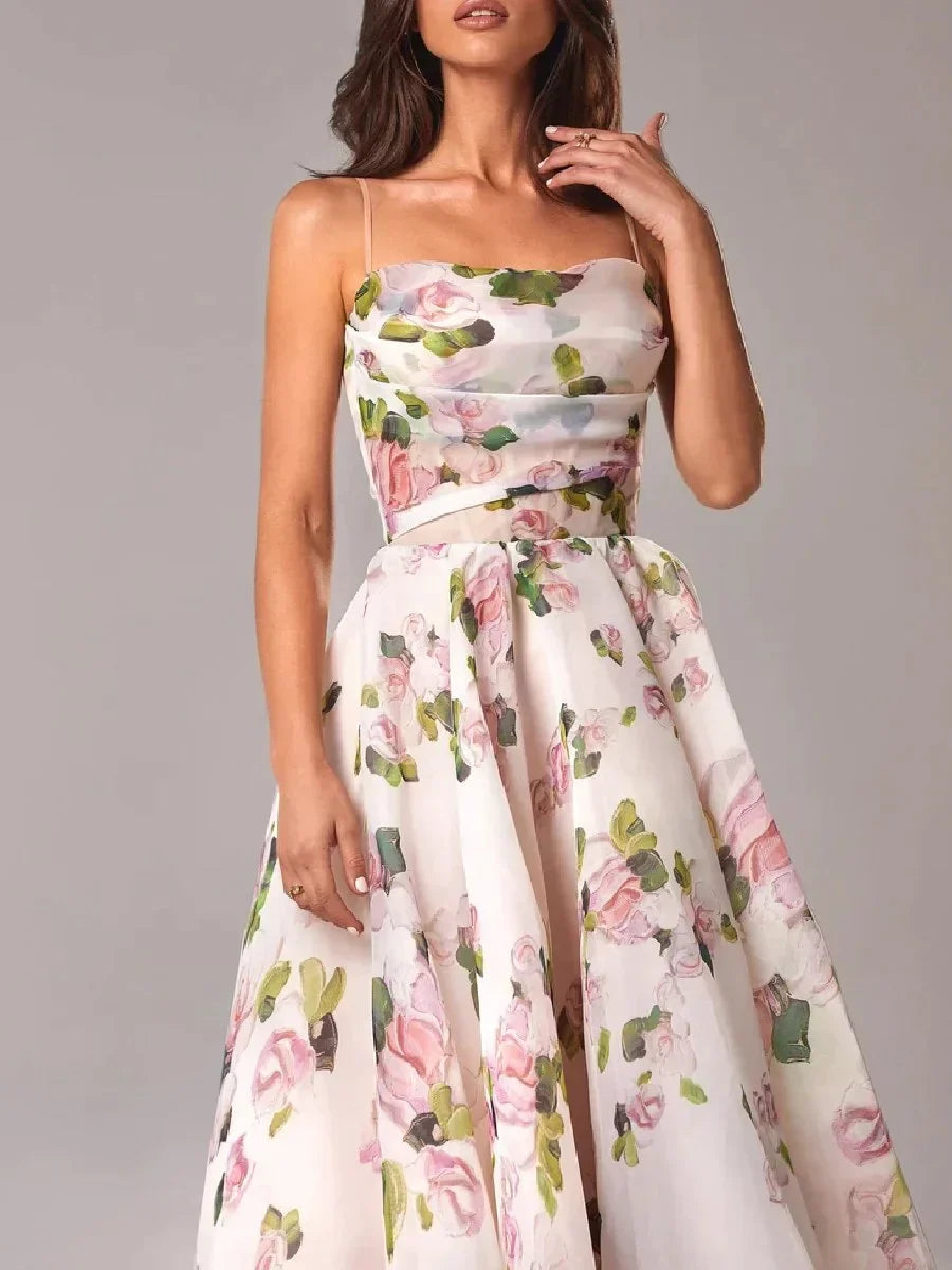 Emilia-Elegant Printed Strapless Dress