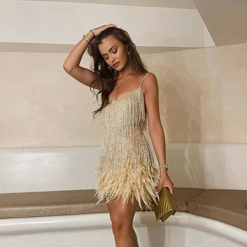 Viviana™ | Glam Fringe Cocktail Dress