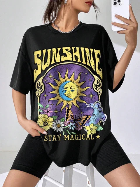 Sunshine Hip Hop Tee: Summer O-Neck Female Party T-Shirt