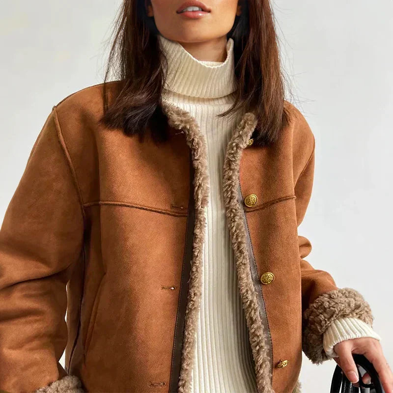 Casey™ | Chic Faux Fur Trim Jacket