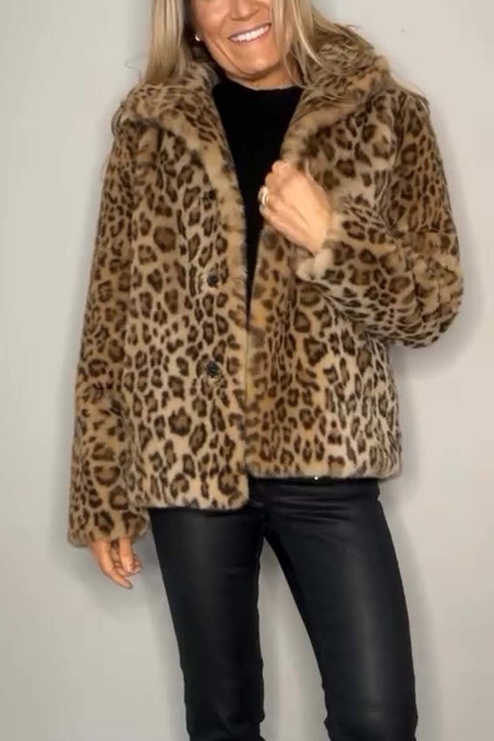 Sage/ Leopard Faux Fur Coat